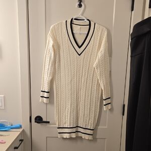 Cable Knit Dress Black Stripe Detail